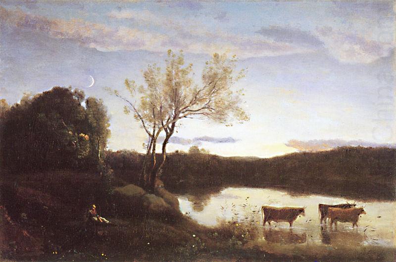 L'Etang aux trois Vaches et au Croissant de Lune, Jean Baptiste Camille  Corot